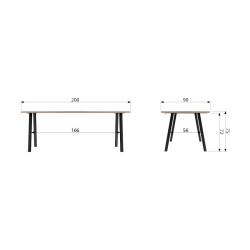 Grande table à manger bois 200x90cm LAFFERTY