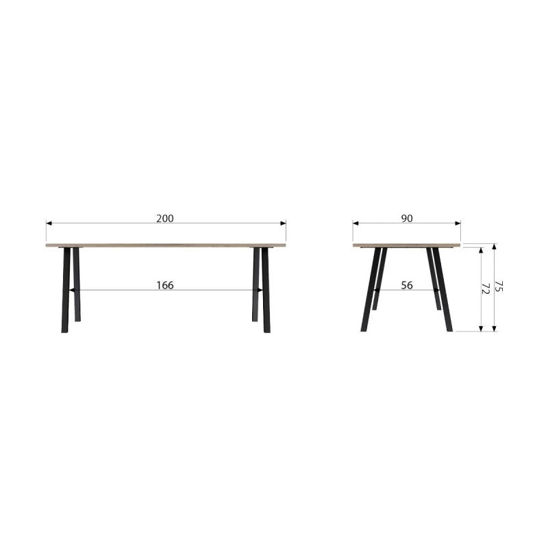 Grande table à manger bois 200x90cm LAFFERTY