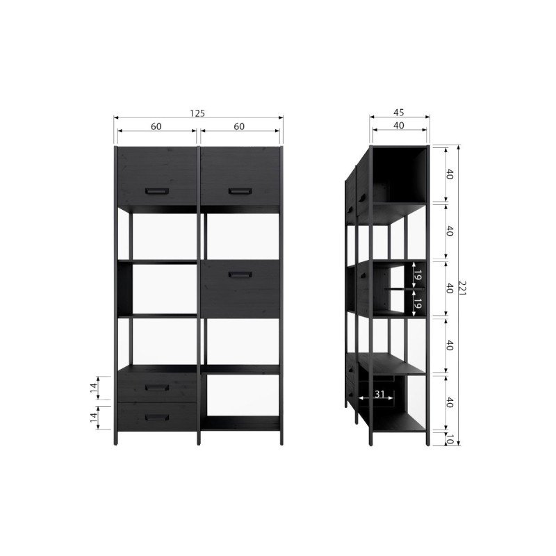 Bibliothèque design bois métal LEGACY