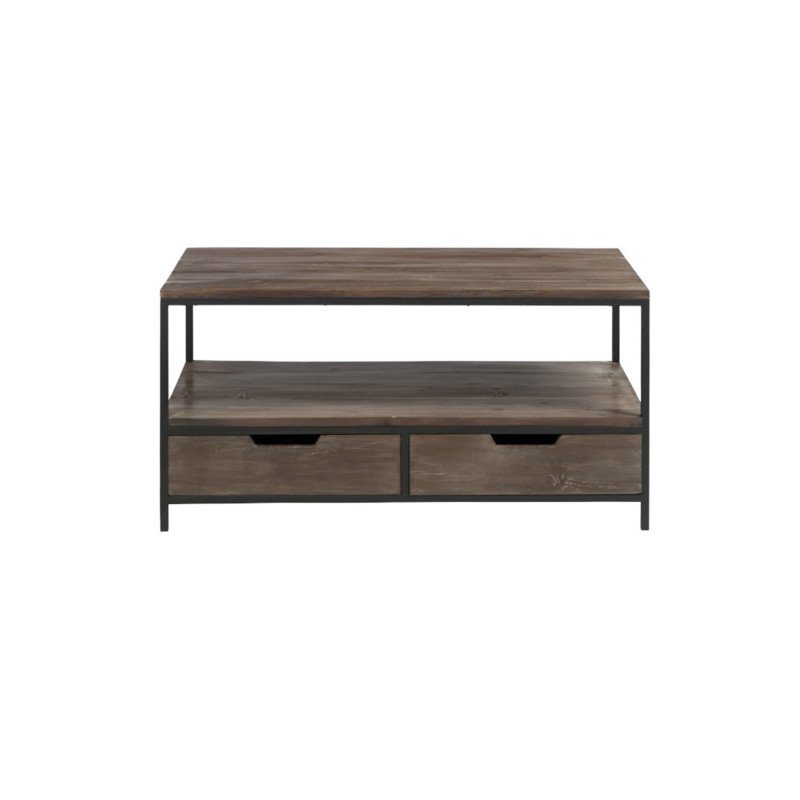 Table basse bois et métal avec tiroirs ALEXIA - J-line