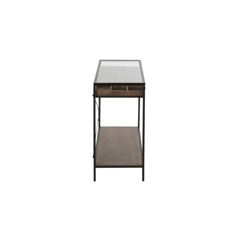 Console avec vitrine bois et métal TALINE - J-line