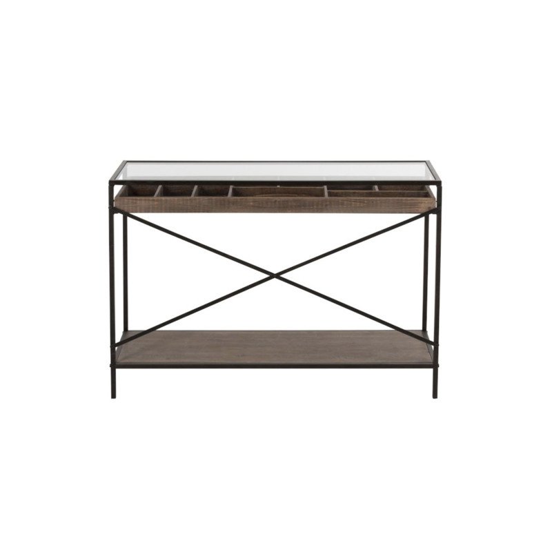 Console avec vitrine bois et métal TALINE - J-line