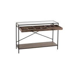 Console avec vitrine bois et métal TALINE - J-line
