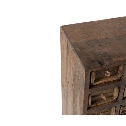 Commode haute 12 tiroirs en bois recyclé BAZA - J-line