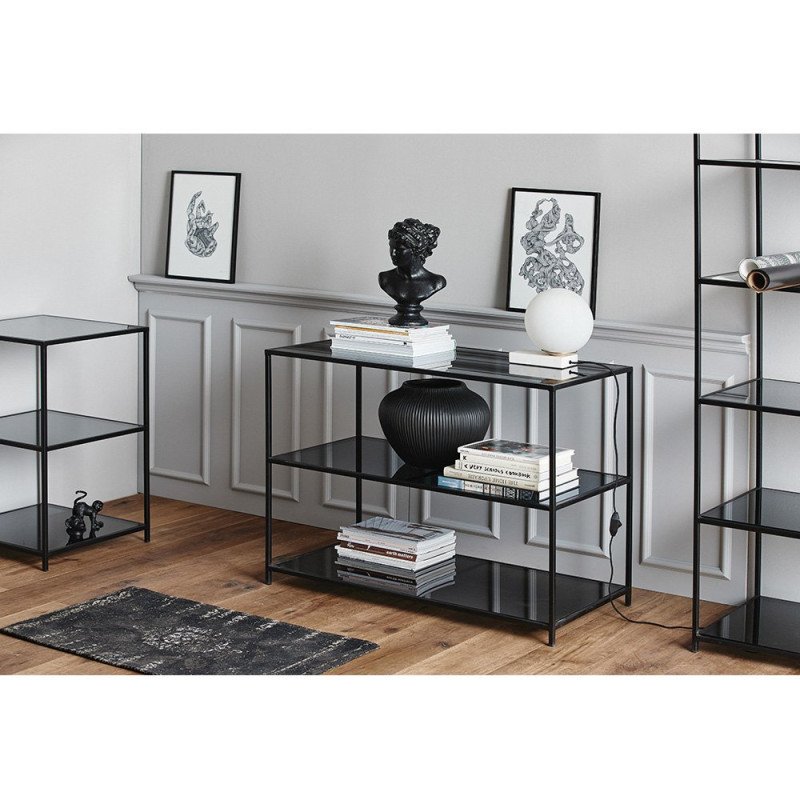 Table d'appoint 3 étagère en métal et verre LOUANE
