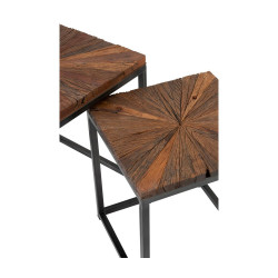Lot de 2 tables basses carrées en bois et métal NIKINE