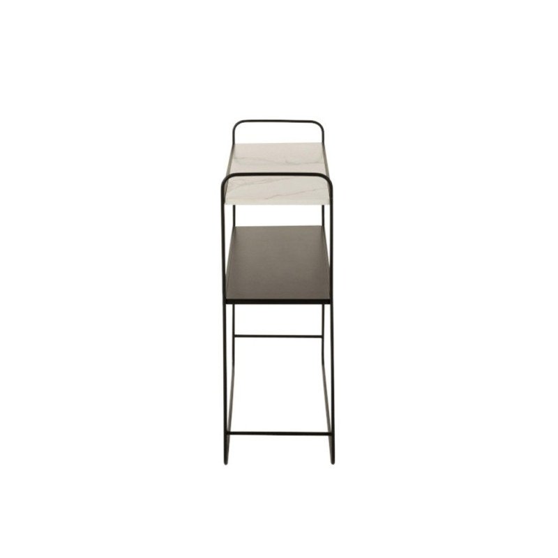 Petite console en métal noir et marbre blanc MARBA