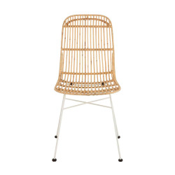Chaise moderne en rotin et métal blanc EMAL