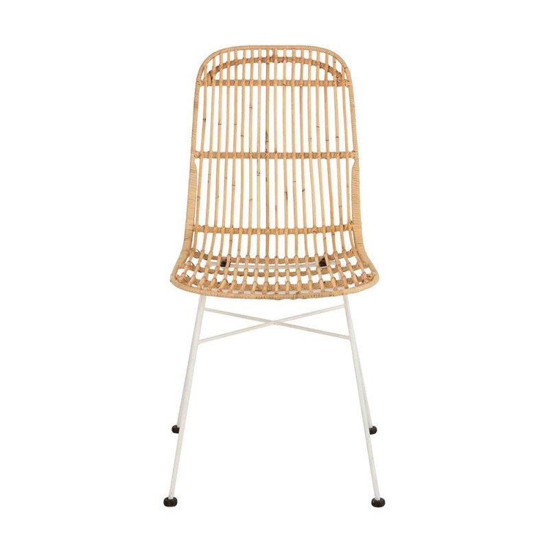 Chaise moderne en rotin et métal blanc EMAL