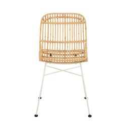 Chaise moderne en rotin et métal blanc EMAL