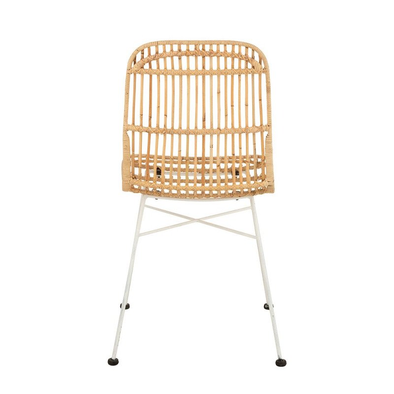 Chaise moderne en rotin et métal blanc EMAL
