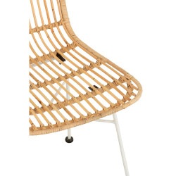 Chaise moderne en rotin et métal blanc EMAL