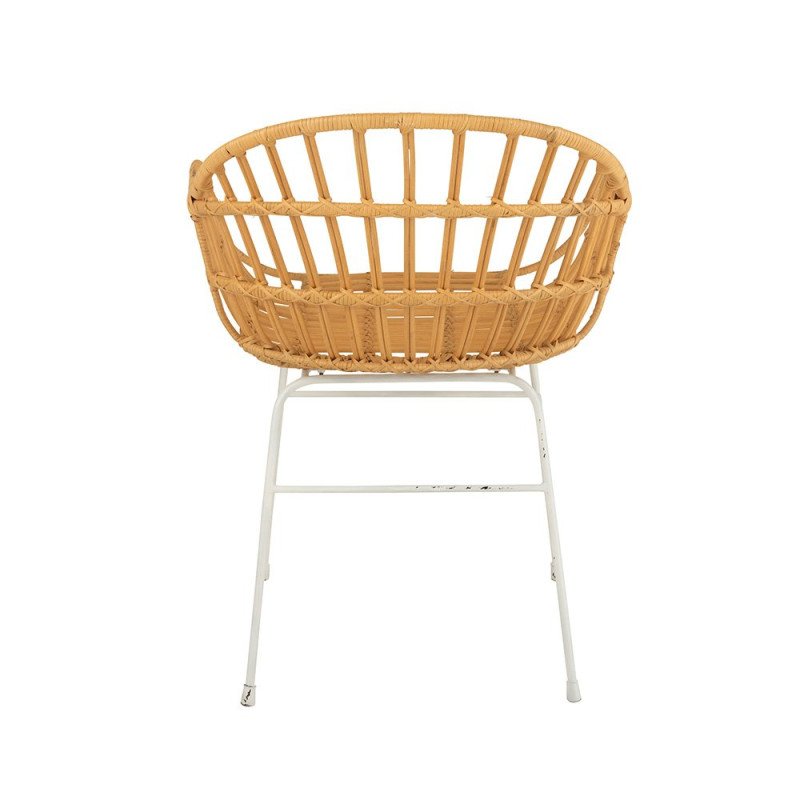 Chaise avec accoudoirs en rotin et métal blanc ZALI