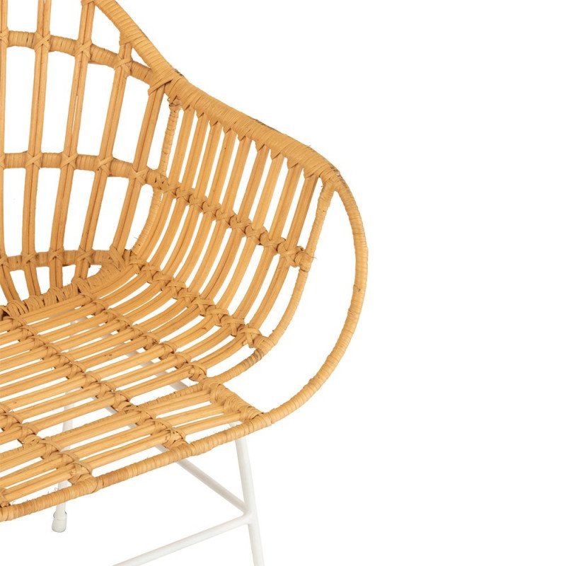 Chaise avec accoudoirs en rotin et métal blanc ZALI
