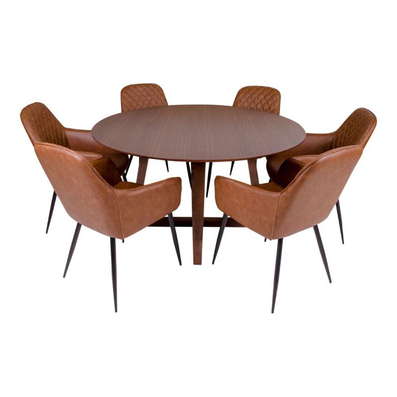 Table à manger ronde bois 137 cm-PAOLA