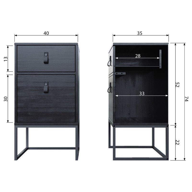 Table de chevet avec tiroir et porte GEARID - Woood DHK - 1