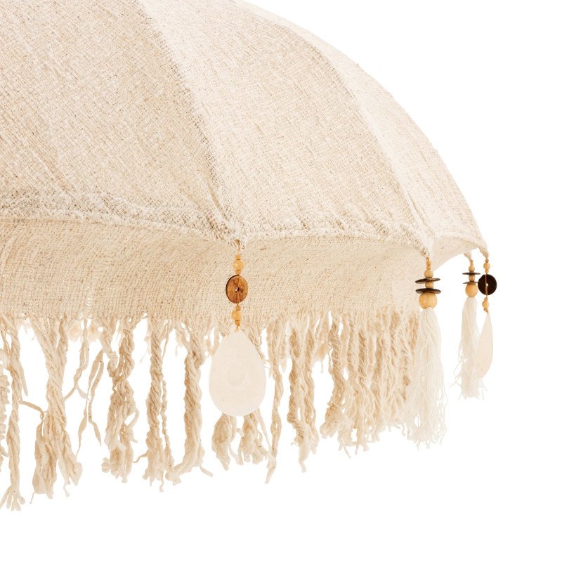 Parasol design en tissu beige et bois AXEL