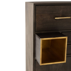 Buffet haut contemporain en bois et métal doré CHICAGO