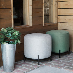 Pouf rond pied métal-FOLIO