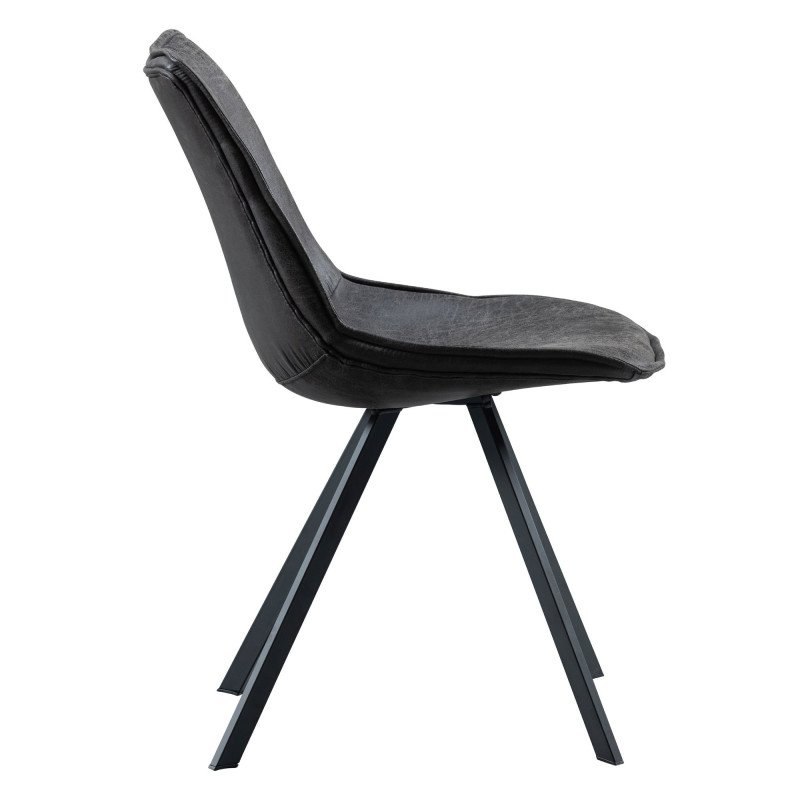 Chaise élégante en cuir noir-SWAN