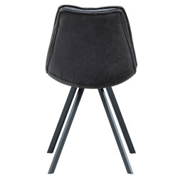 Chaise élégante en cuir noir-SWAN