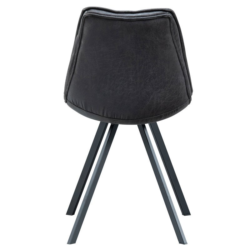 Chaise élégante en cuir noir-SWAN
