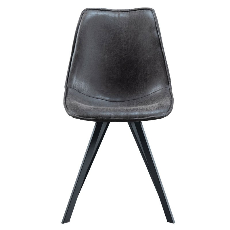 Chaise élégante en cuir noir-SWAN