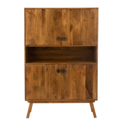 Buffet haut 4 portes en bois de manguier marron LORA