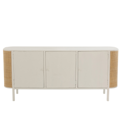 Buffet bas 3 portes en rotin et bois blanc DAISY