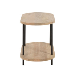 Table d'appoint ovale 2 plateaux en bois et métal LAHAVANE