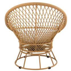 Fauteuil extérieur effet rotin avec coussin blanc KHARTOUM