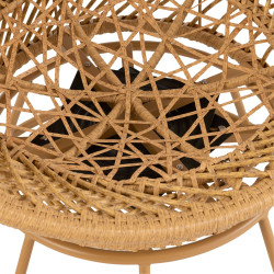 Fauteuil extérieur effet rotin avec coussin blanc KHARTOUM