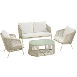 Salon de jardin canapés + 2 fauteuils + table basse CASABLANCA