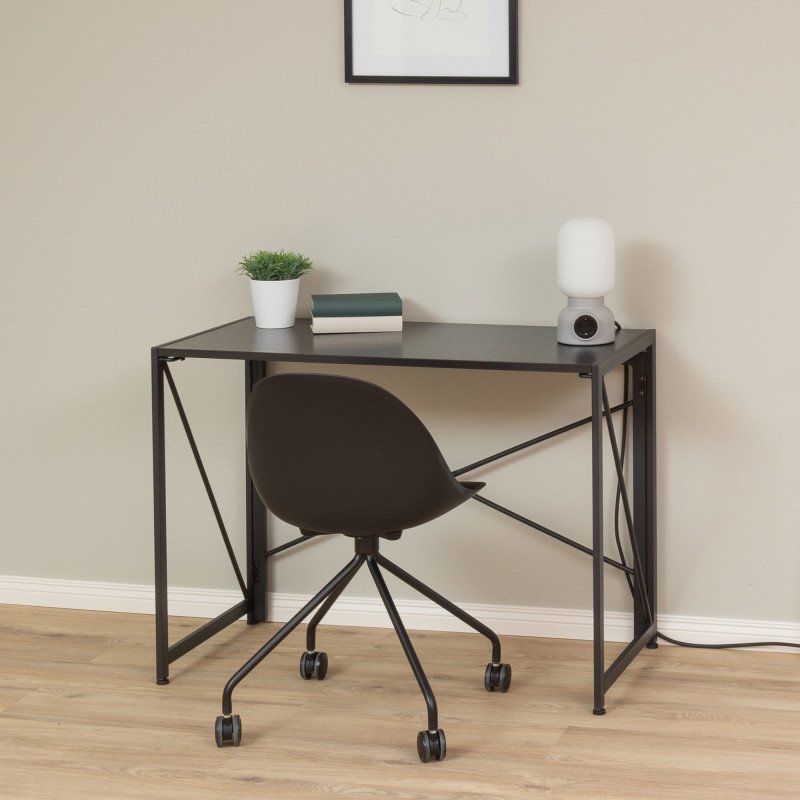 Bureau pliable minimaliste noir en bois TRINITY