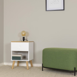 Table de chevet 1 tiroir en bois ZINO