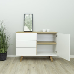 Petit buffet 109cm en bois MDF plateau chêne AMELIA