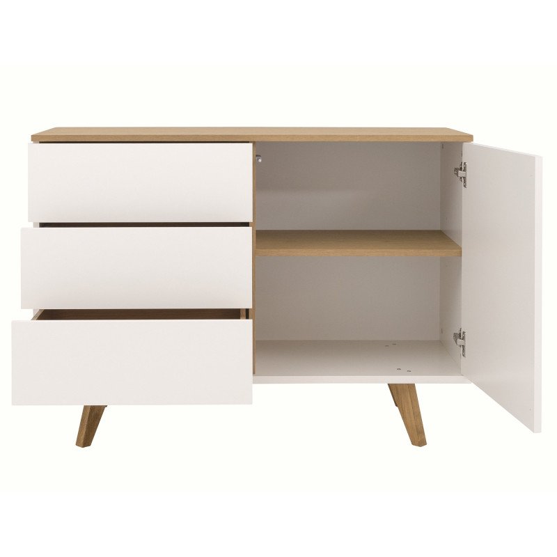 Petit buffet 109cm en bois MDF plateau chêne AMELIA