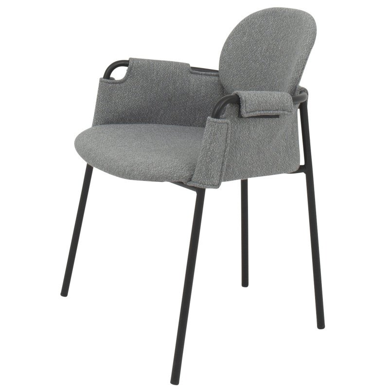 Set de 2 chaises de salle à manger en tissu et métal SONA