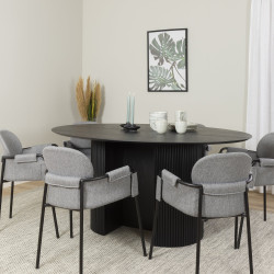 Set de 2 chaises de salle à manger en tissu et métal SONA