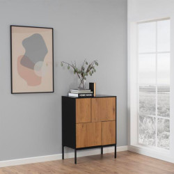 Buffet haut en bois et métal noir 4 portes SEA