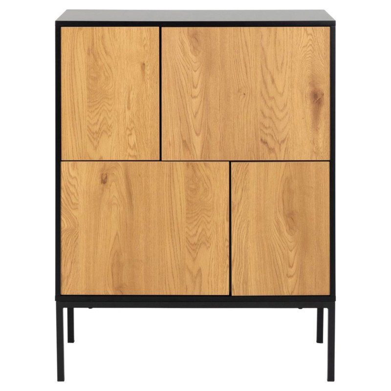 Buffet haut en bois et métal noir 4 portes SEA