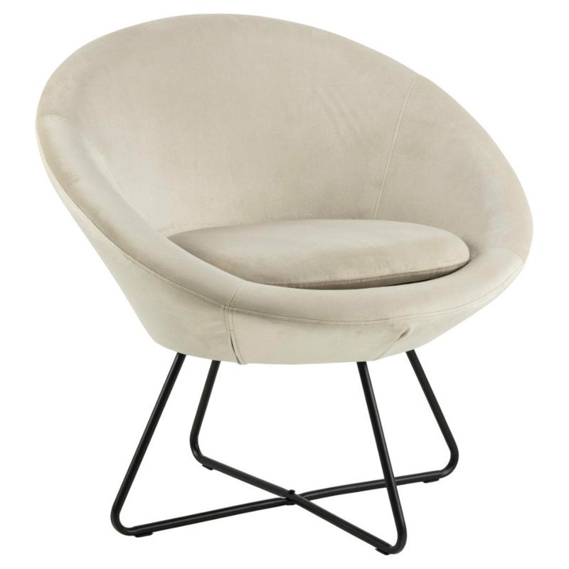 Fauteuil rond en velours pieds métal noir CENTIX