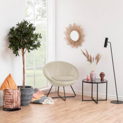 Fauteuil rond en velours pieds métal noir CENTIX
