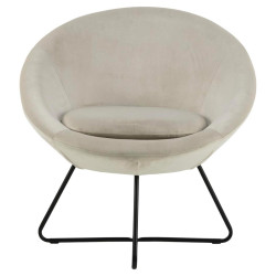 Fauteuil rond en velours pieds métal noir CENTIX