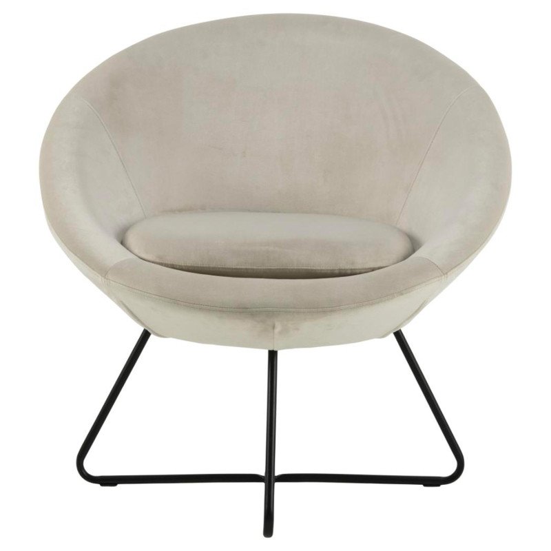 Fauteuil rond en velours pieds métal noir CENTIX