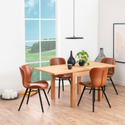 Lot de 2 chaises en simili camel pieds noir MATILDA