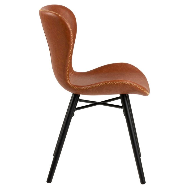 Lot de 2 chaises en simili camel pieds noir MATILDA