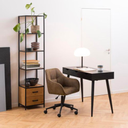Bureau en bois foncé 3 tiroirs PLUTON