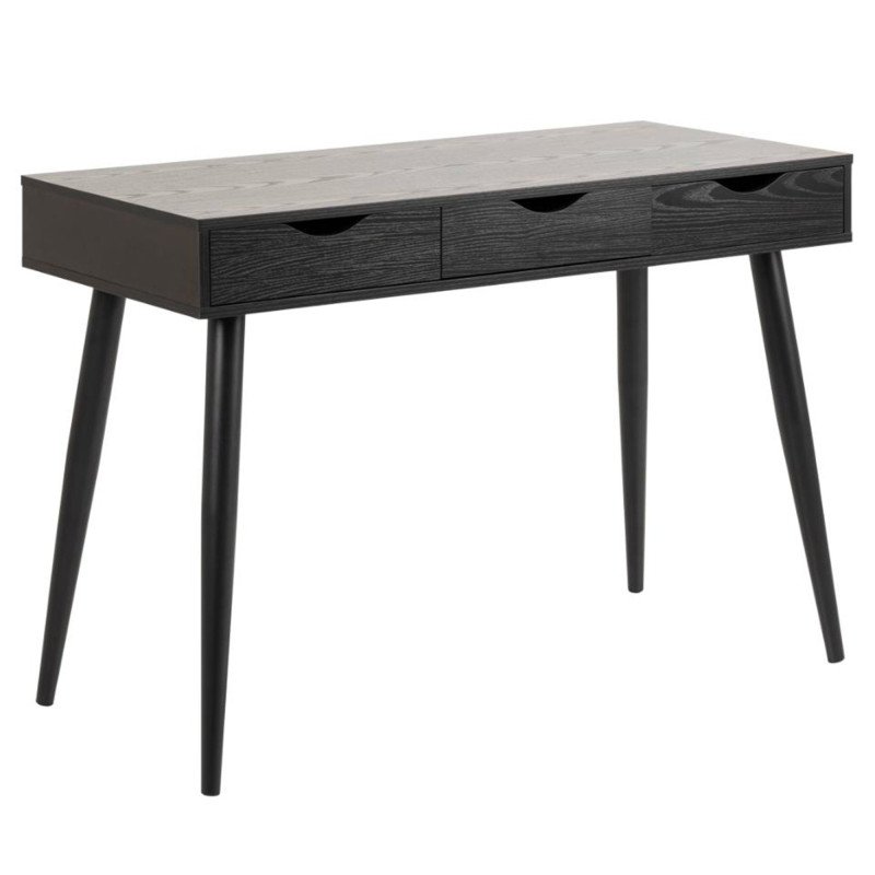 Bureau en bois foncé 3 tiroirs PLUTON