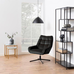 Fauteuil pivotant en velours matelassé gris foncé MONTMARTRE